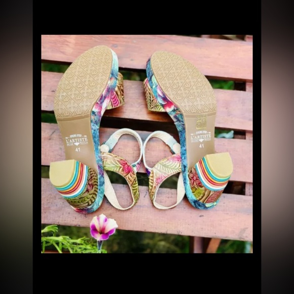NWOB L’ Artiste Leilanie Sling Back Sandals With Block Heel Art to Wear US 9.5 M - Picture 12 of 12